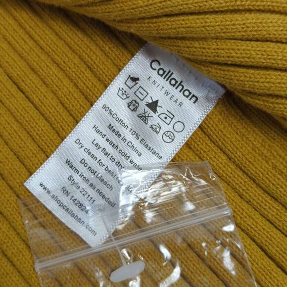 Callahan Knitwear Women’s XS Yellow Rib Knit Button Down Cardigan Sweater NWT - Picture 7 of 8